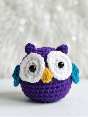 Handmade Purple Crochet Owl Accent - Cute Plush Home Decor